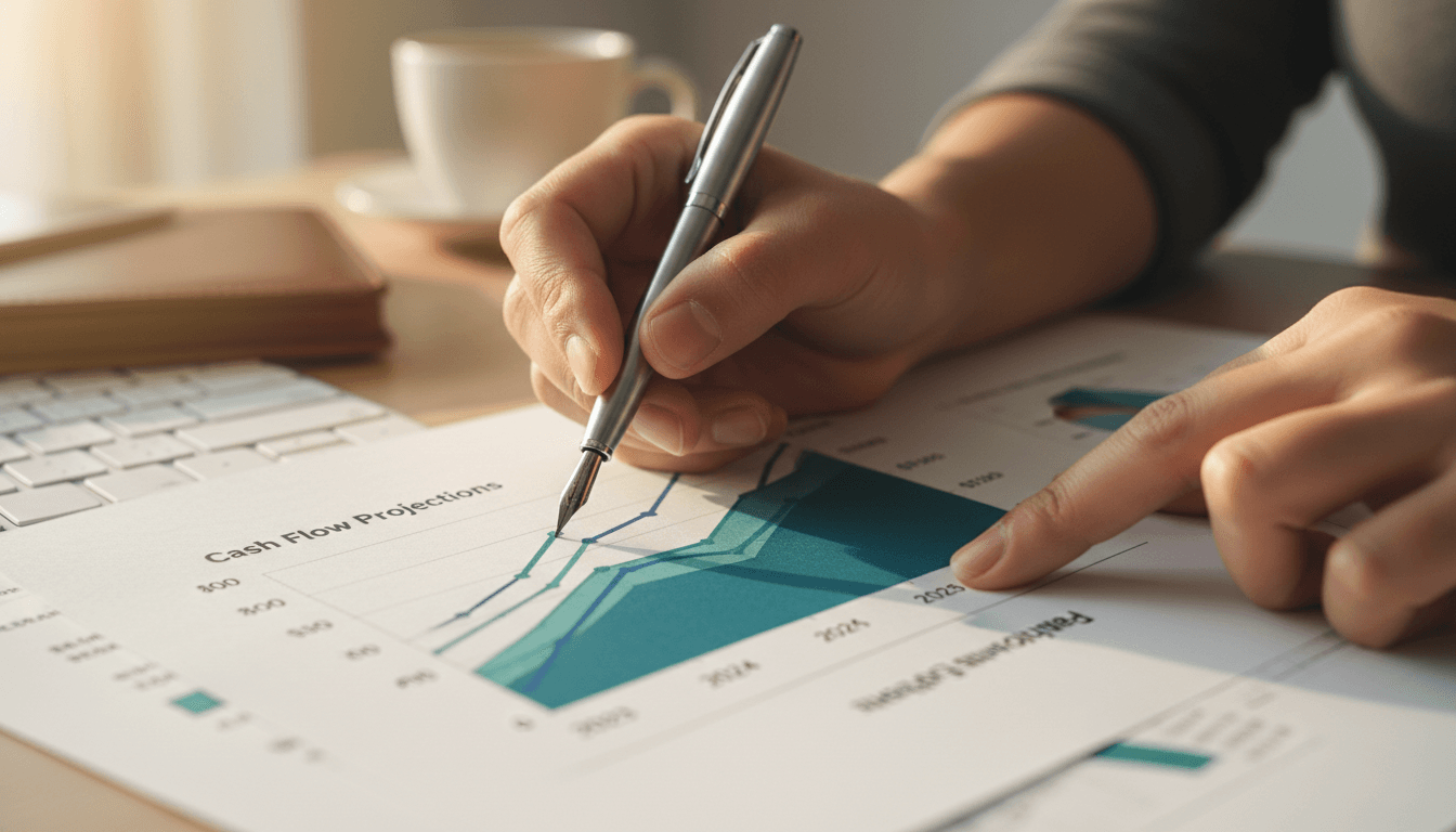 Close-up of forecasting and financial planning in action