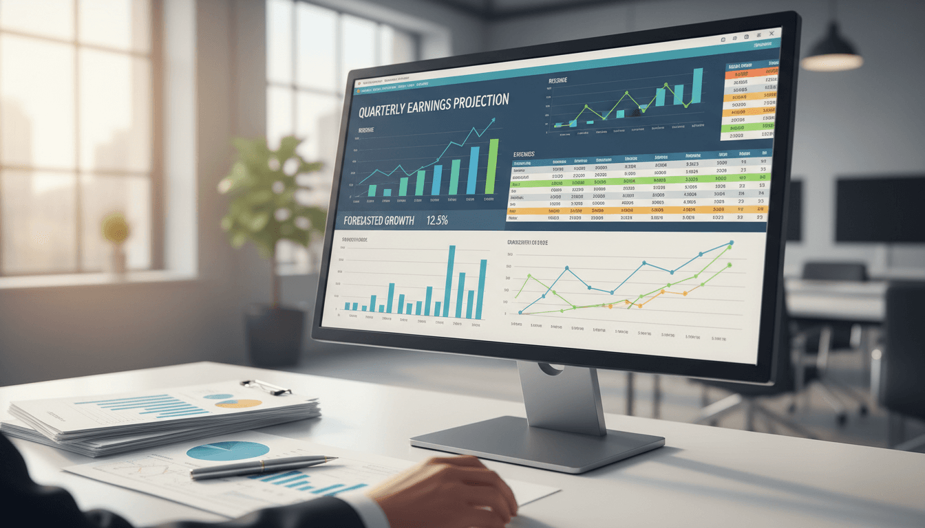 Financial forecasting spreadsheet with trend analysis