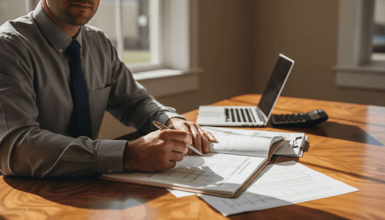 Accountant reviewing financial documents